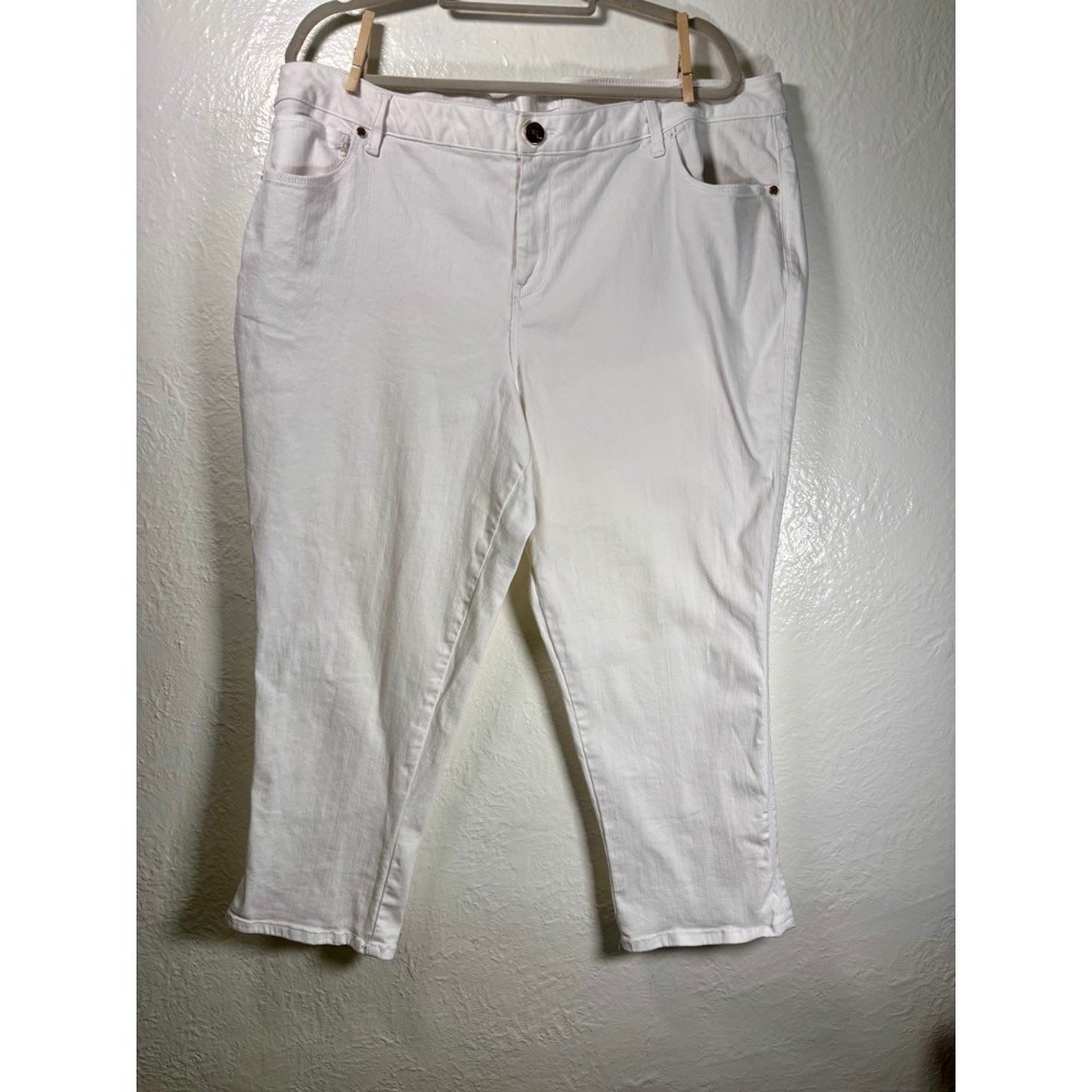 1822 Denim Womens White Capri Jeans 22W Cropped Coastal Vacation Cruise Beach